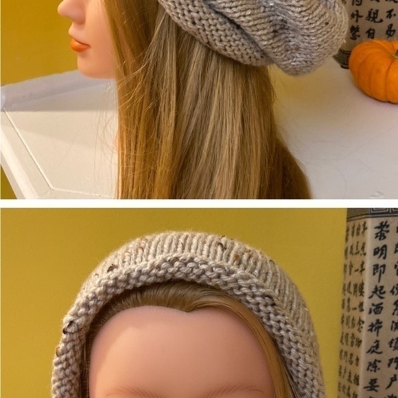 Hand crafted unisex wool grunge style slouchy beanie hat - Picture 4 of 4